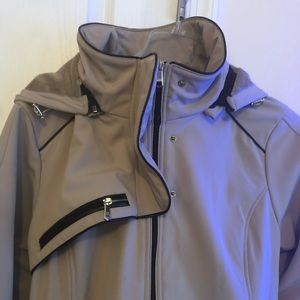 Steve Madden belted faux leather trim soft shell jacket-3X